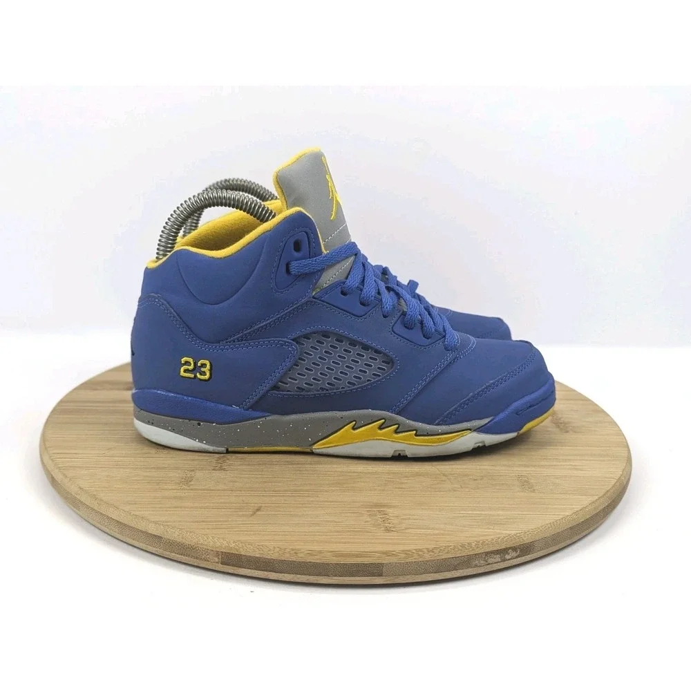 Nike Air Jordan 5 Retro Boys 3Y Shoes Racer Blue Yellow Youth GS Sneakers School